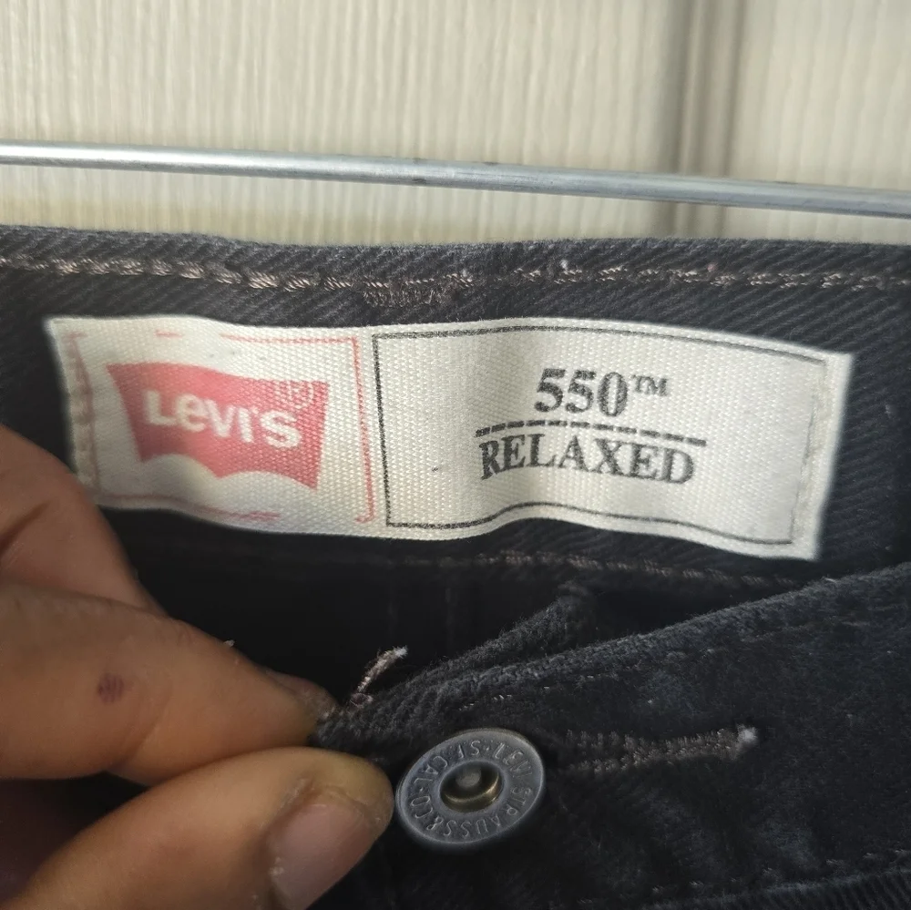 Levi's 550 Jeans Men Straight Leg 34×29 Light Wash Dark Black MidRise Logo Husky